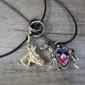 Texas Lone Star Horse Pendant Charms Western Cowboy Silver & Gold Tone